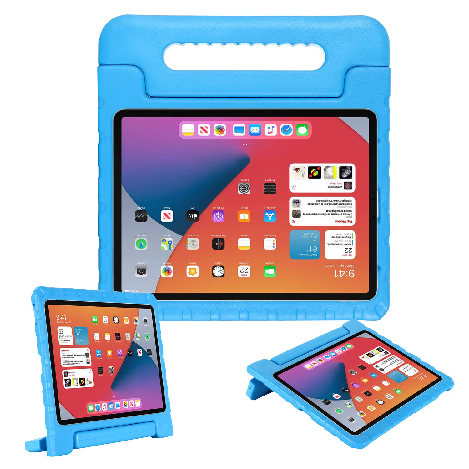 Shockproof Kids iPad Air 4 Case (10.9 inch 2020) - APOLL Durable EVA Protective Cover with Handle Stand & Apple Pencil Holder | Perfect for Home, School & Travel | Blue