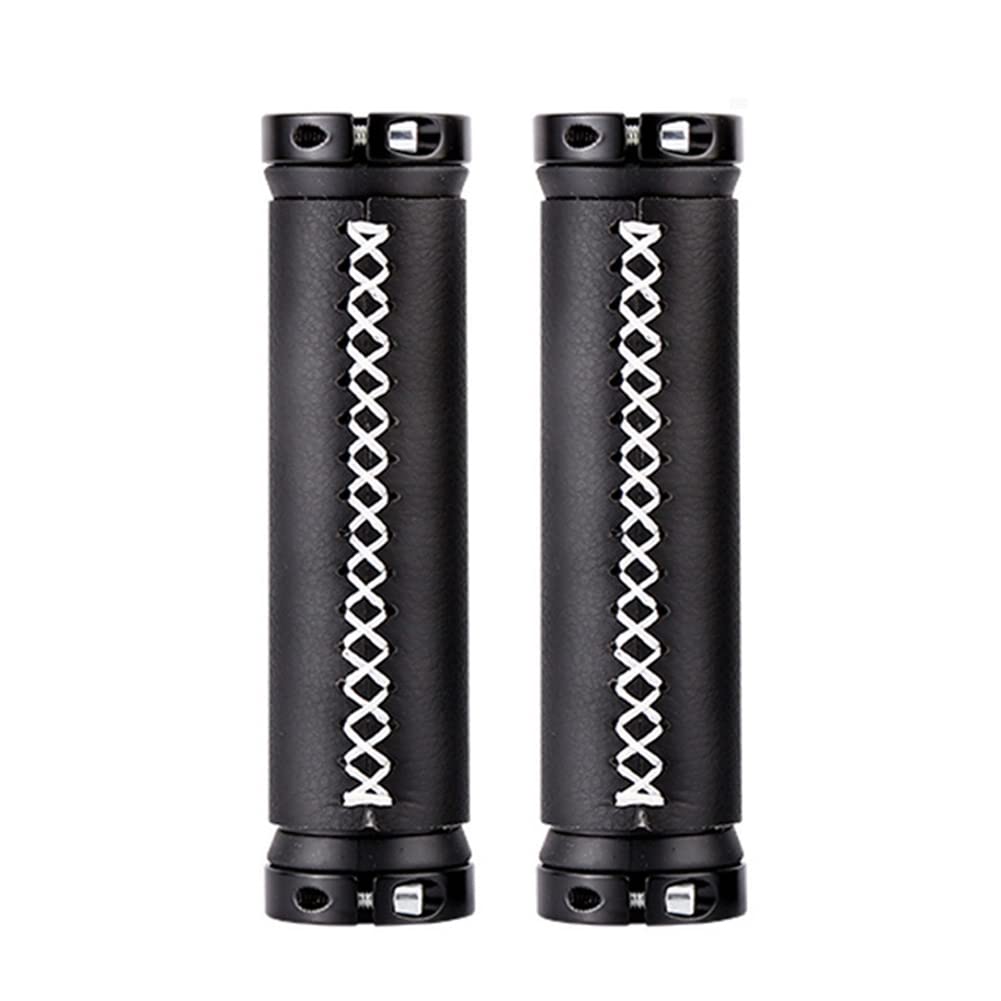 Non-Slip Microfiber Leather Bike Grips - 1 Pair Ergonomic Shock Absorption Handlebar Grips with End Caps for MTB & Road Bikes | Comfortable Cycling Accessories for Mountain & Commuter Bikes (White)