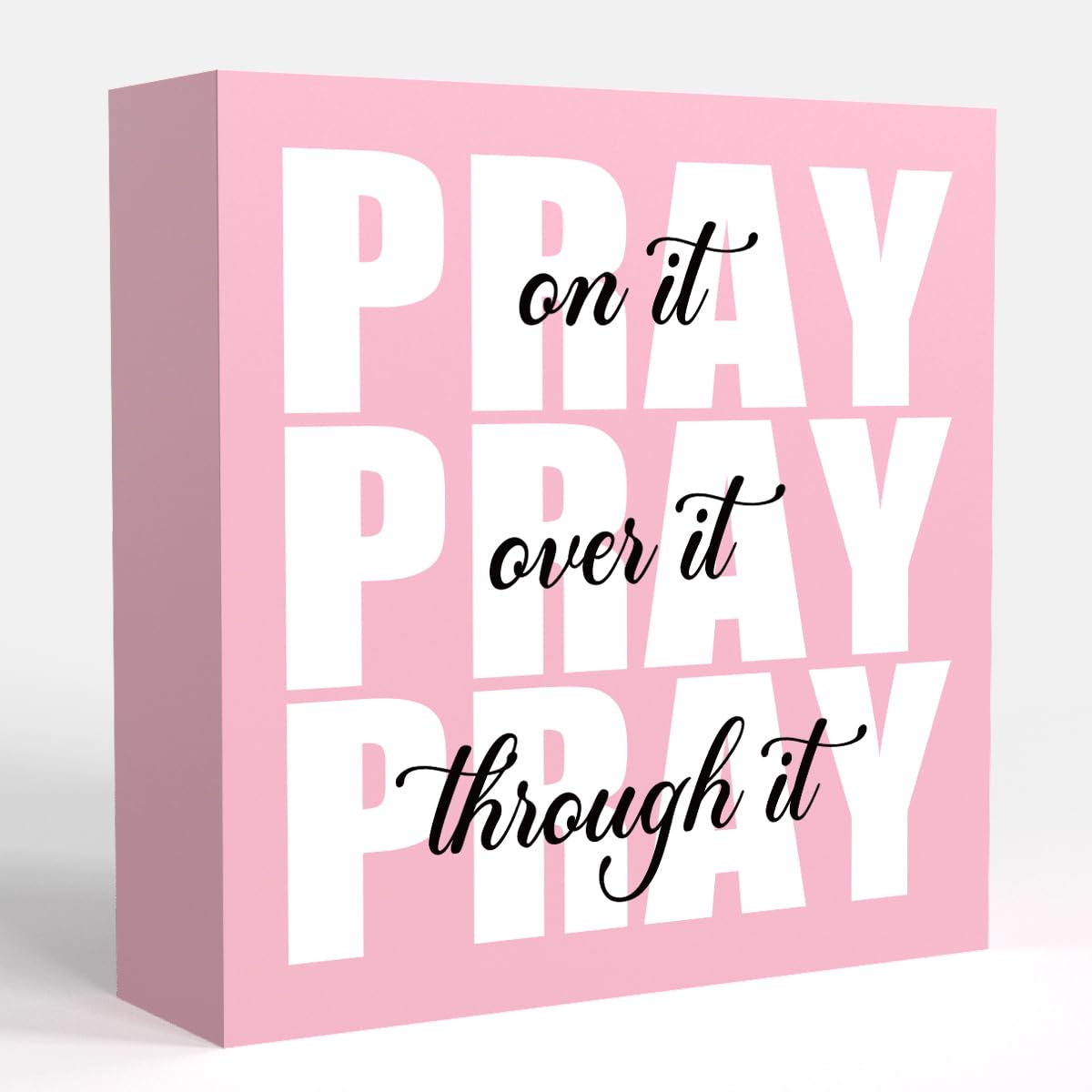 Pink Office Desk Decor Sign - Inspirational Christian Wooden Wall Art with Bible Verse, Perfect for Women's Dorm Room, Bathroom & Boss Gifts | Home & Office Decoration, Prayer Room Decor
