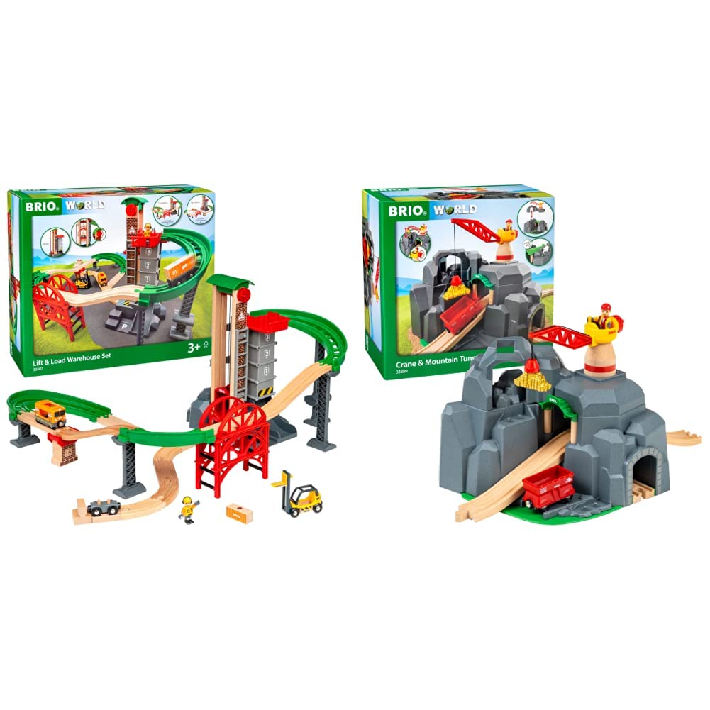 Brio World 33887 Lift & Load Warehouse Train Set - 32 Piece Wooden Railway Toy with Accessories for Kids Ages 3+ | Perfect for Imaginative Play & Early STEM Learning