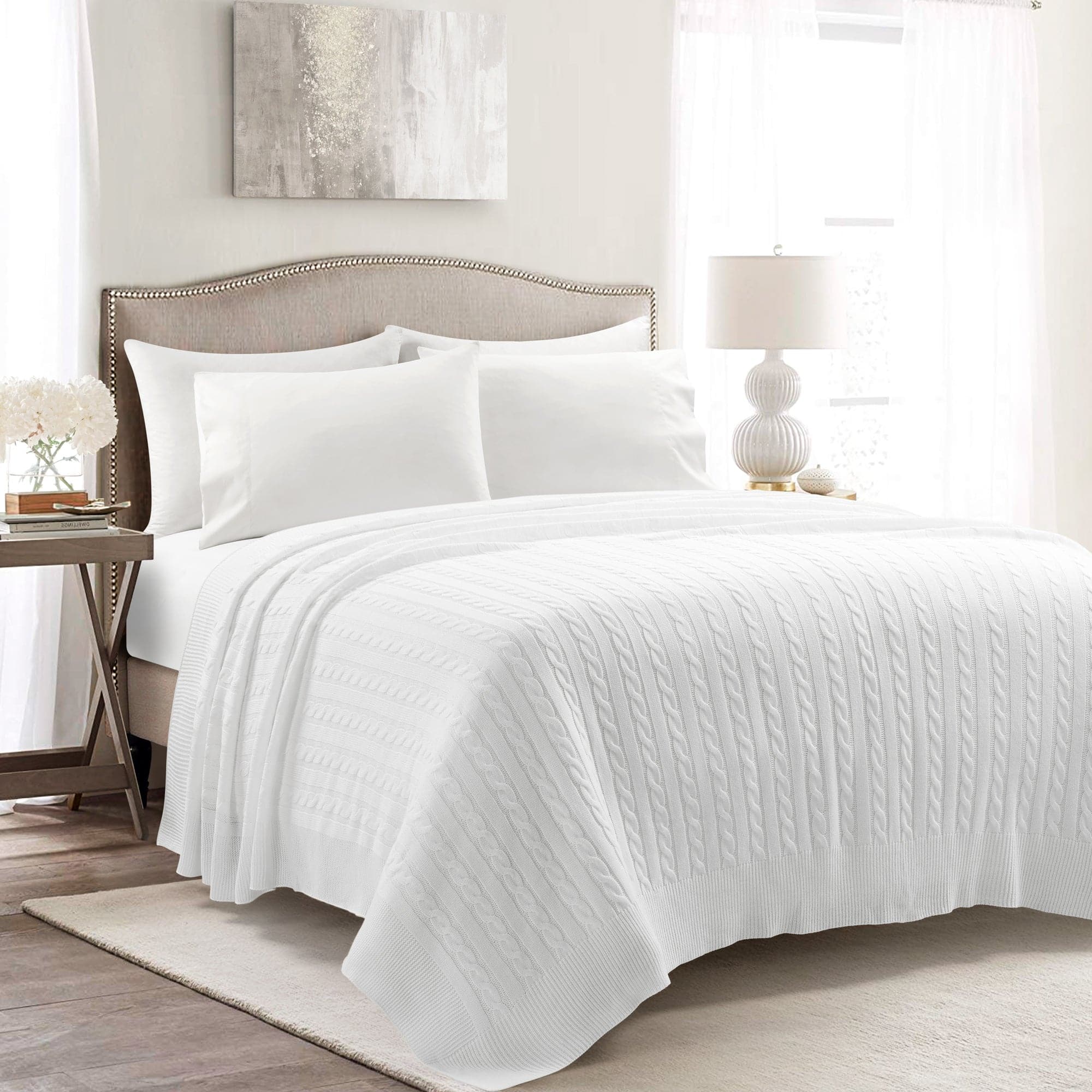 Soft Knitted Cable Blanket - Cozy & Warm Throw Coverlet for Bed, Sofa & Couch - Perfect for Winter Nights, Movie Time & Home Decor