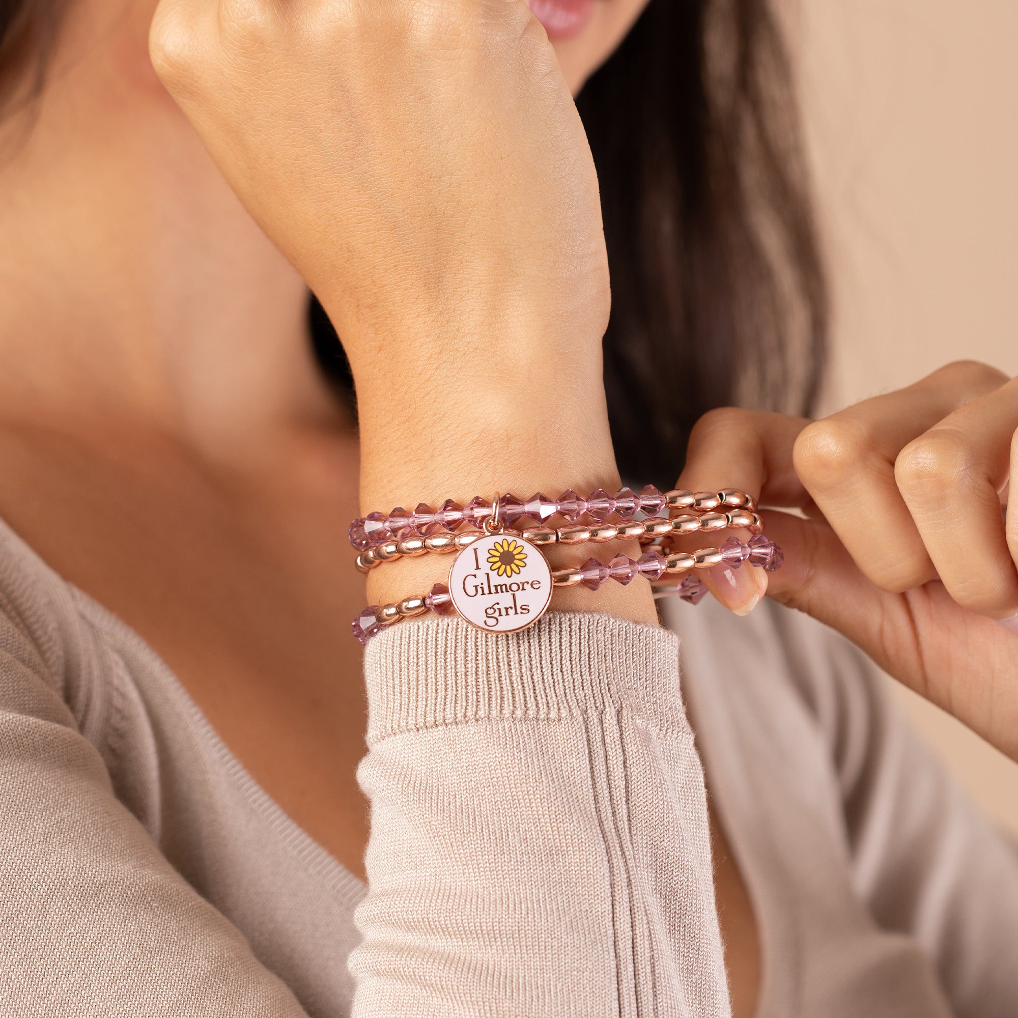 Gilmore Girls Beaded Stretch Bracelets Set of 3 - Stylish Elastic Beaded Bracelets for Women & Teens - Perfect for Gifts, Parties, and Everyday Wear