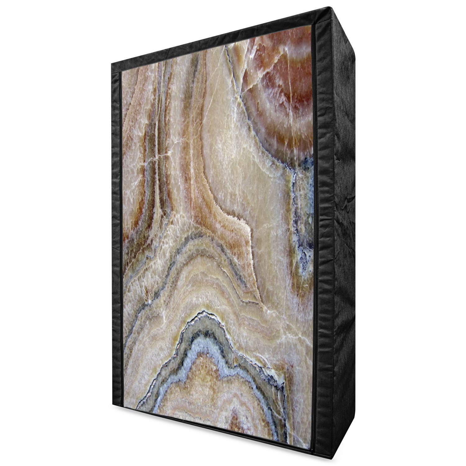 Ambesonne Marble Portable Fabric Wardrobe - Surreal Onyx Stone Pattern with Pale Blue Details, 42.5