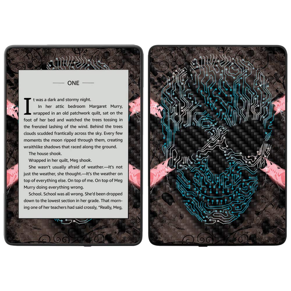 MightySkins Carbon Fiber Skin for Amazon Kindle Paperwhite 2018 (10th Generation) - Cyber Pirate Design | Waterproof Protective Cover with Durable Textured Finish | Easy to Apply & Remove | Made in USA | Perfect for Travel, Reading & Outdoor Use