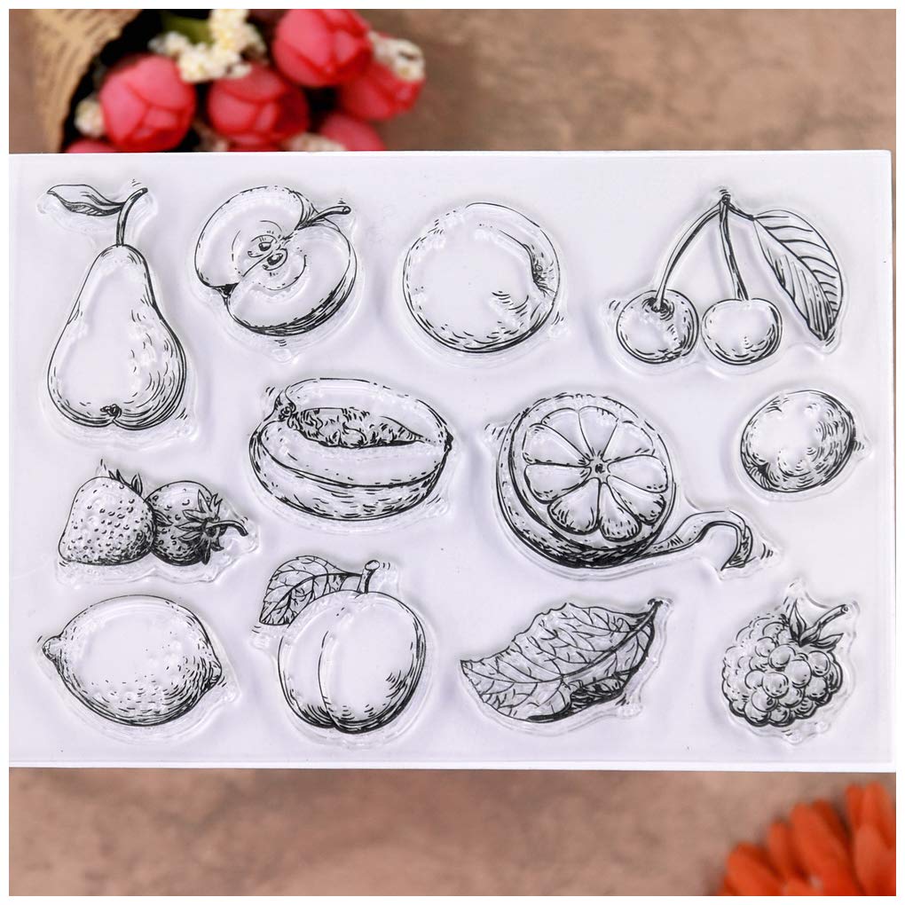 KWELLAM Clear Fruit Stamps - Pear, Cherry, Apple for DIY Cards & Scrapbooking