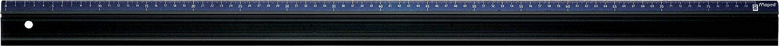 Maped Profila 80cm Aluminum Ruler for Straight Cuts - 2 Non-Slip Pads, Black (1-Pack) - Perfect for School, Office, Drafting & DIY Projects