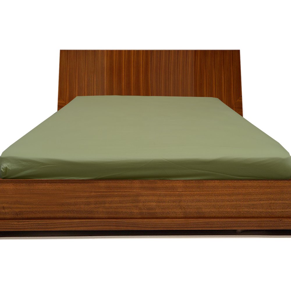 BudgetLinen 100% Egyptian Cotton Fitted Sheet - Twin XL, Sage Green, 12