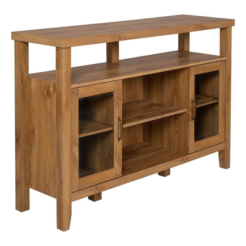 Walker Edison 52 Inch Tall Wood Universal TV Stand with Open Storage for TVs up to 58