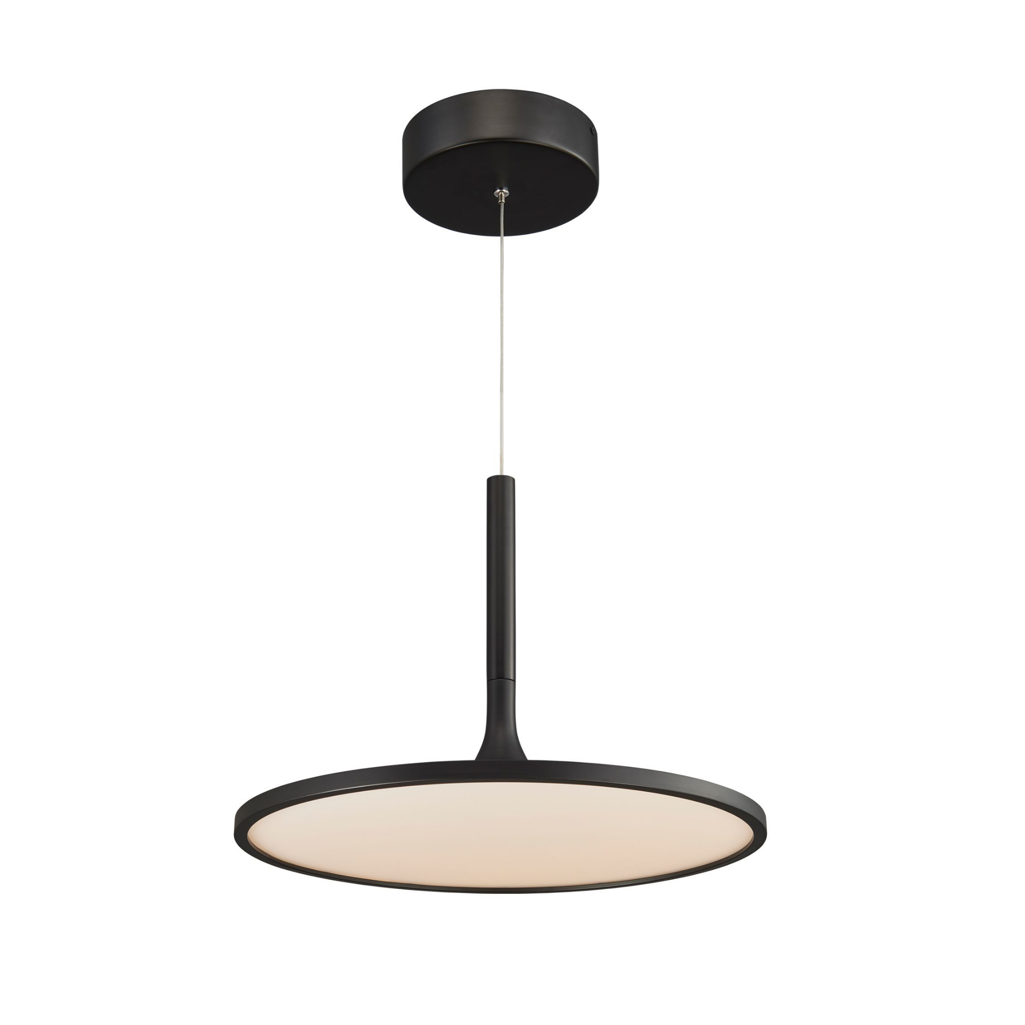VONN Salm 17-Inch Black Modern LED Disc Chandelier - Dimmable Ceiling Light Fixture for Dining Room, Bedroom, Living Room & Kitchen Lighting