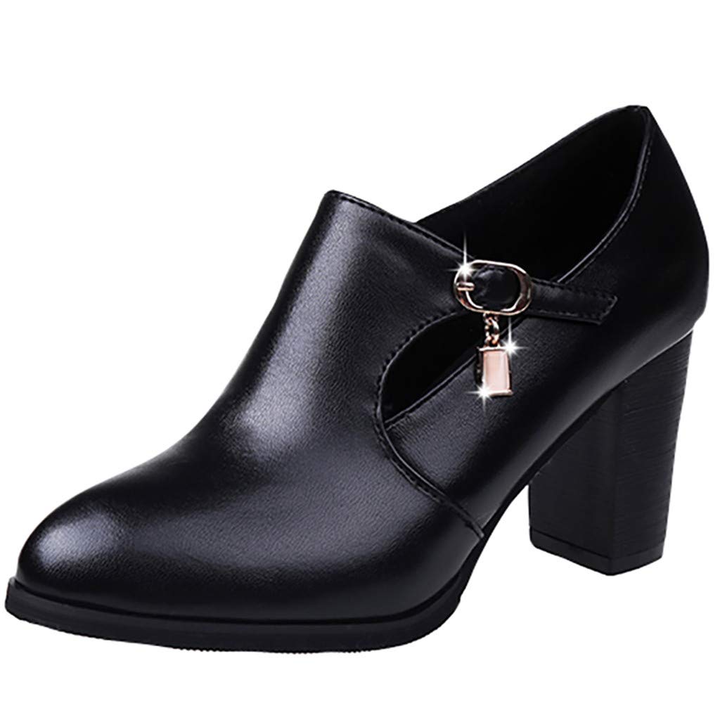 Vedolay Women's Winter Boots - Solid Zipper Square Heel Pointed Toe Party Shoes | Fashionable & Comfortable for Holiday Parties, Office Wear & Night Out