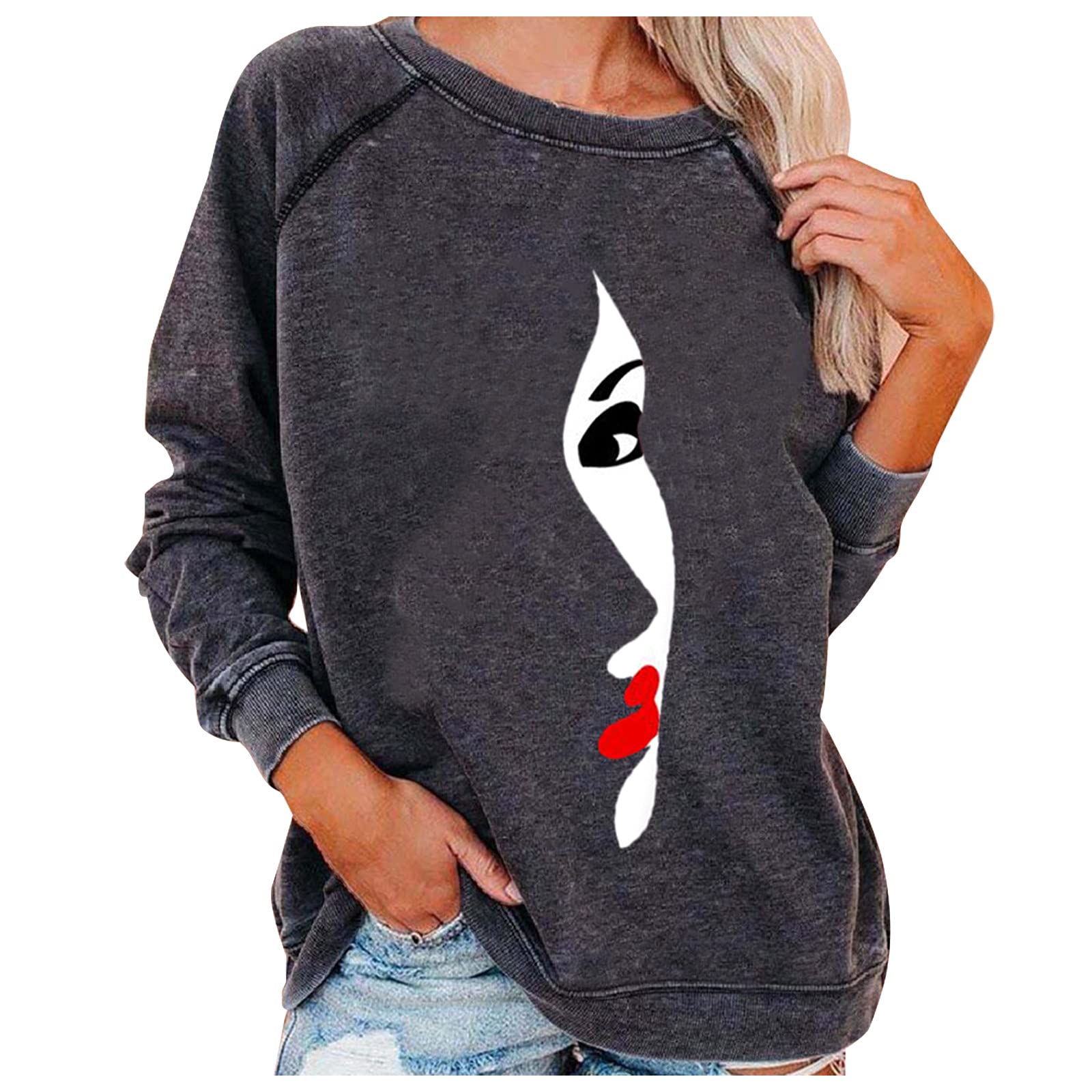 Women's Long Sleeve Sweatshirt - Soft Casual Pullover Crewneck T-Shirt for Fall & Winter | Cozy Loungewear, Layering Essential & Everyday Comfort