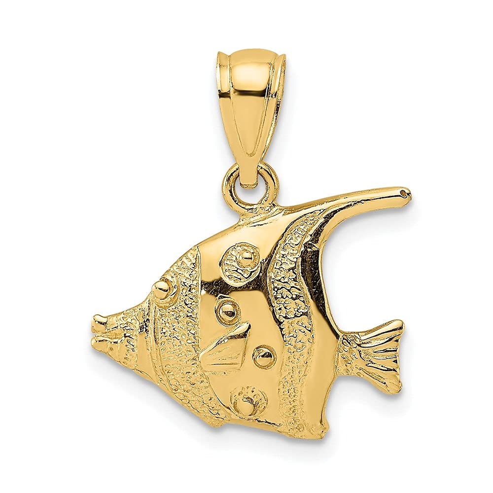 14k Yellow Gold 2-D Polished Fish Charm Pendant Necklace for Women - Elegant Jewelry Gift for Birthday, Anniversary & Special Occasions | Diamond2Deal