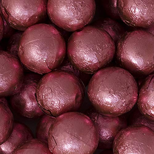 Premium Pink Candy Caramel Filled Milk Chocolate Foiled Balls - Bulk 20lb Case for Parties, Wedding Favors & Gift Baskets