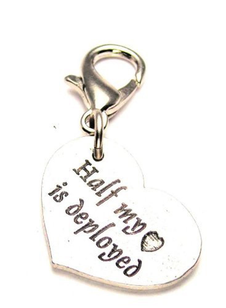 Half My Heart Pewter Charm - Military Zipper Pull for Backpacks & Bags