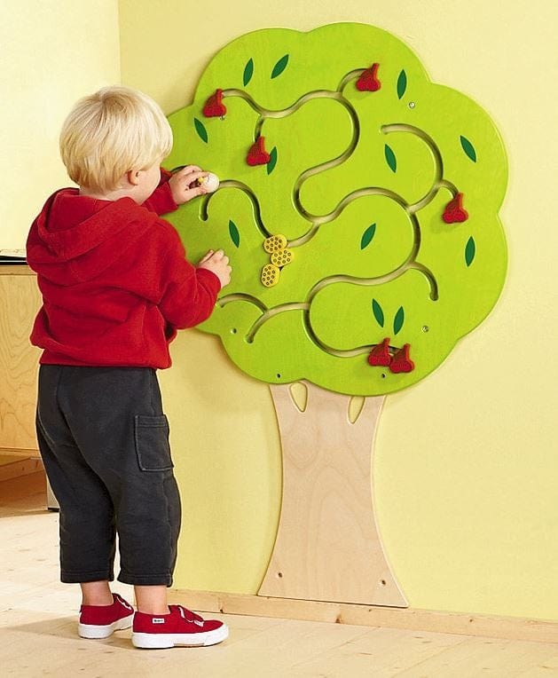 Premium Cherry Wooden Wall Toy for Kids - Montessori Educational Activity Board - Perfect for Nursery, Playroom & Home Decor