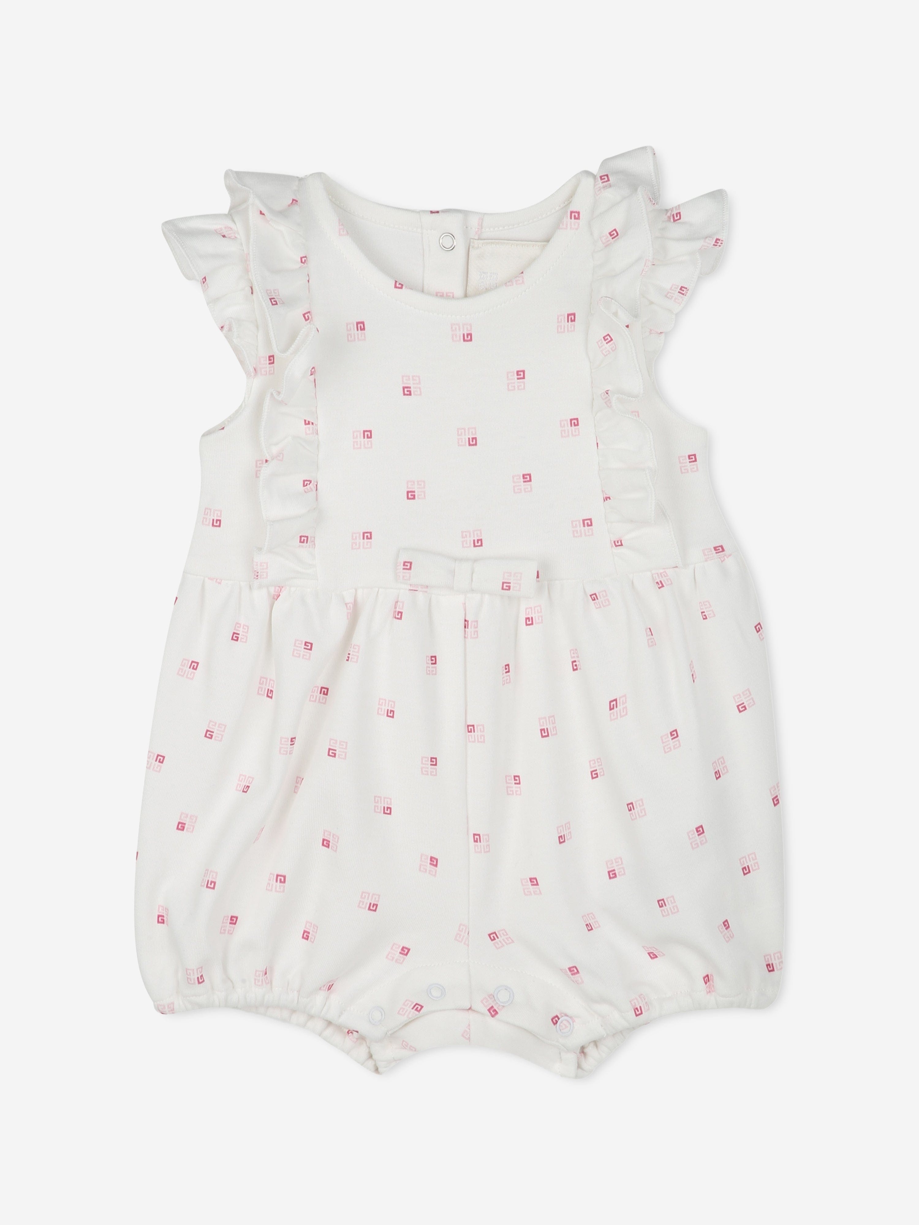 Adorable Ivory Baby Girls Logo Romper - Soft Cotton Jumpsuit for Newborns & Infants | Perfect for Playdates, Photo Shoots & Everyday Wear