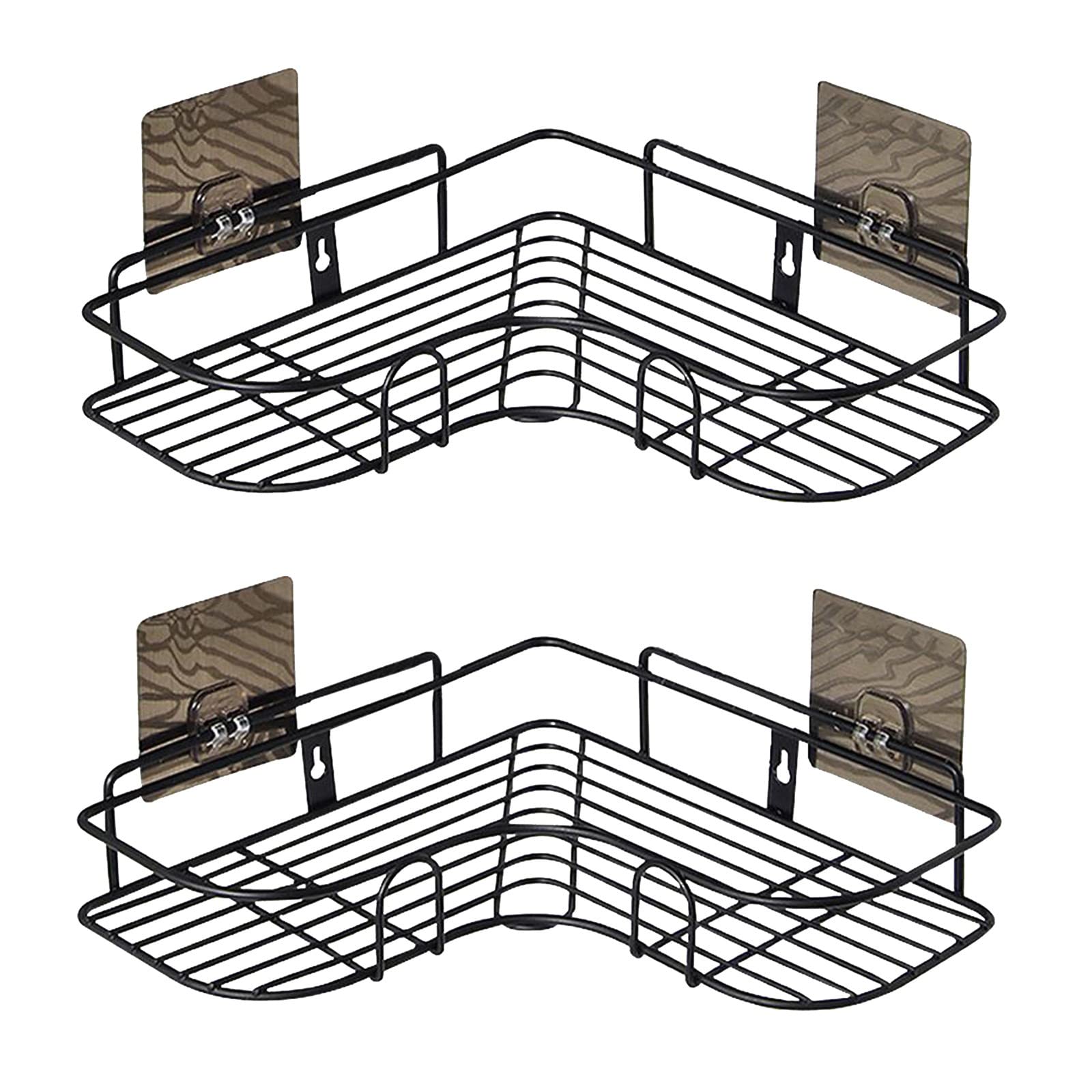 Over Sink Dish Drying Rack - 2 Pack Black Bathroom & Kitchen Storage Organizer with No-Drill Transparent Adhesive - Perfect for Small Spaces, Apartments, RV Living & Clutter-Free Countertops