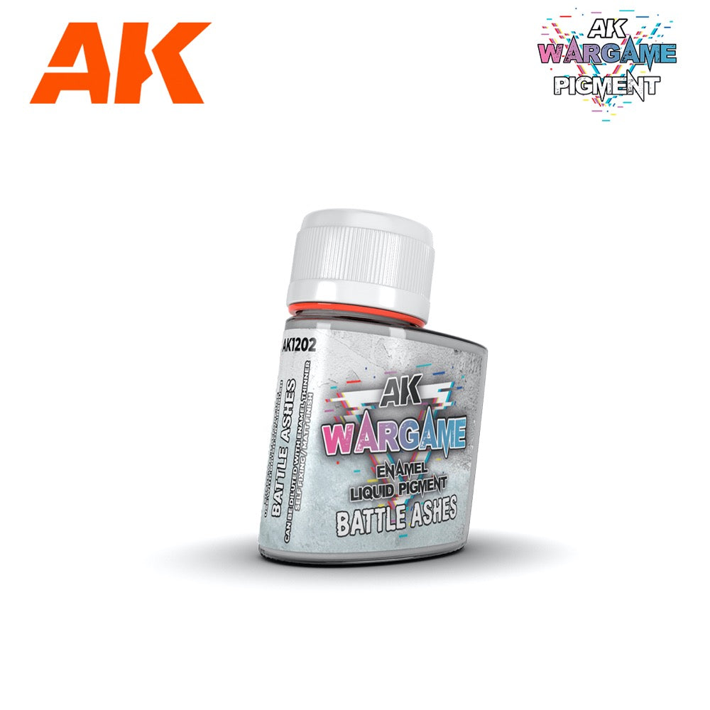 AK Interactive AK1202 Wargame Battle Ashes Enamel Liquid Pigment 35ml - Weathering Paint for Miniatures, Models & Dioramas - Perfect for Warhammer, D&D & Tabletop Gaming Scenes