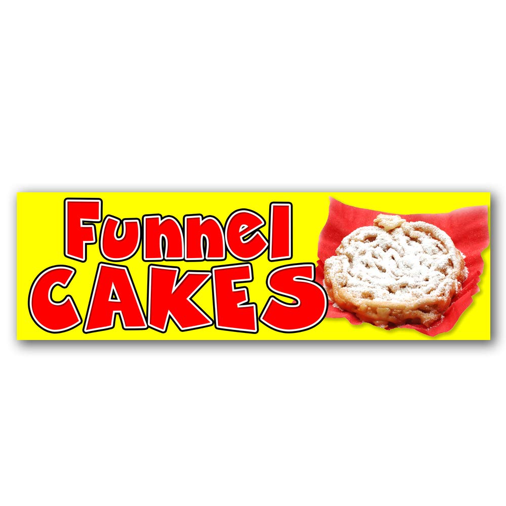 8ft x 2.5ft Premium Vinyl Funnel Cakes Banner - Perfect for Carnivals, Fairs, and Food Stand Advertising