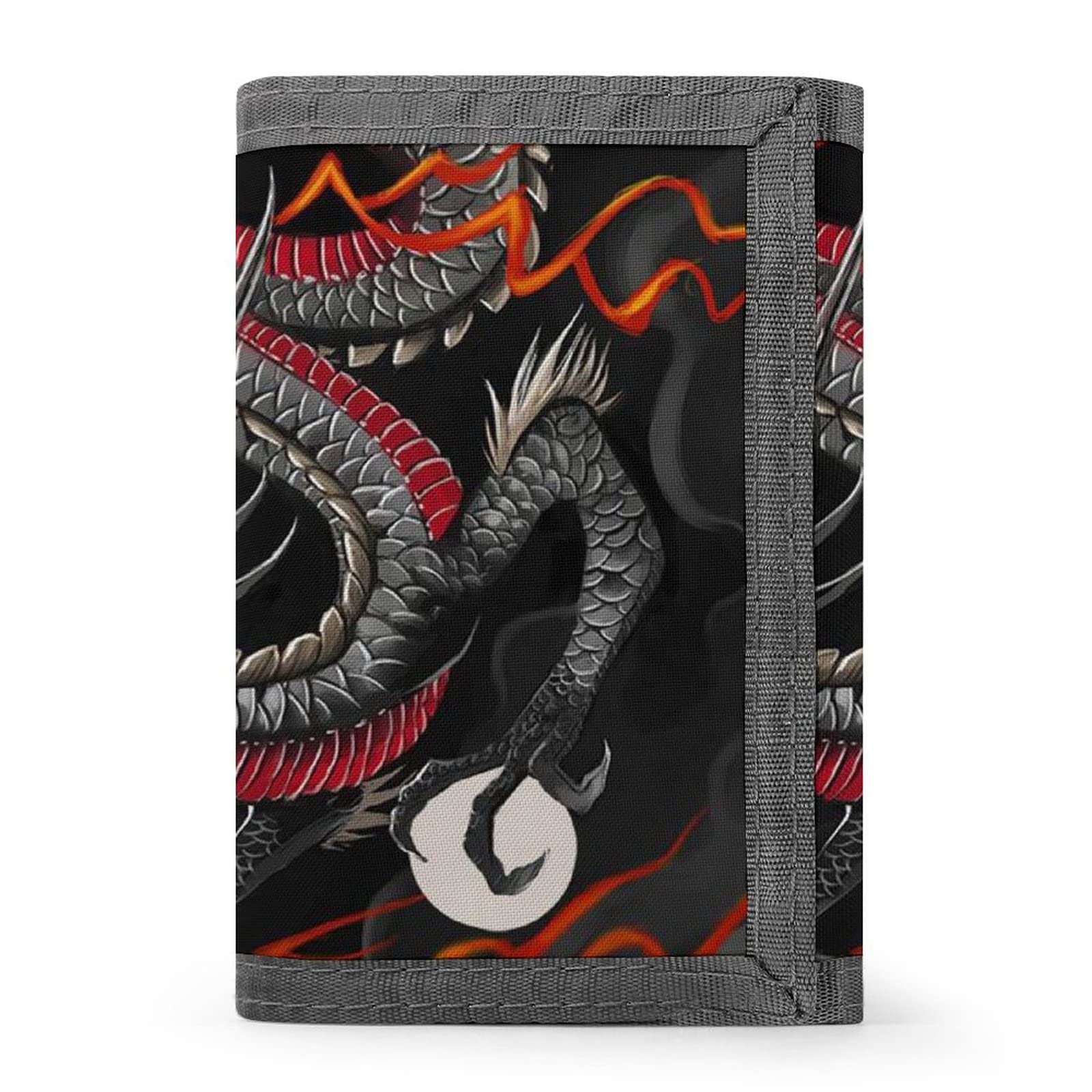 FunnyStar Dragon Print Trifold Wallet for Men & Women - RFID Blocking Leather Purse with 8 Credit Card Slots & ID Window - Perfect for Travel, Work & Everyday Use
