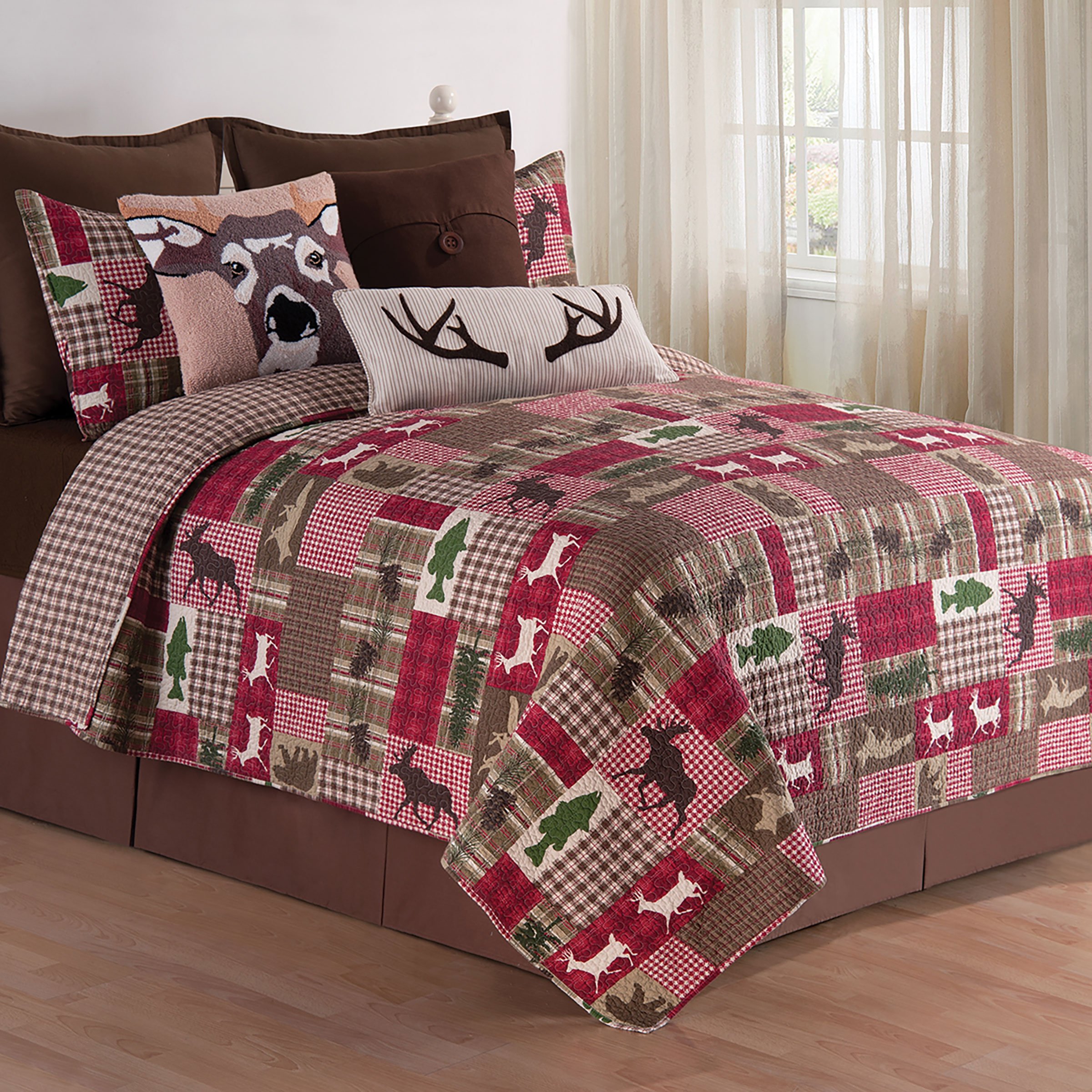 C&F Home Happy Camper Quilt Set - Full/Queen Size, 3-Piece Bedding Set in Warm Brown - Cozy Cabin & Camping Decor for Bedroom or RV