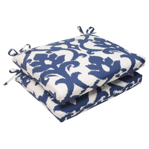 2 Pack Navy Blue Victorian Floral Outdoor Patio Seat Cushions - 18.5
