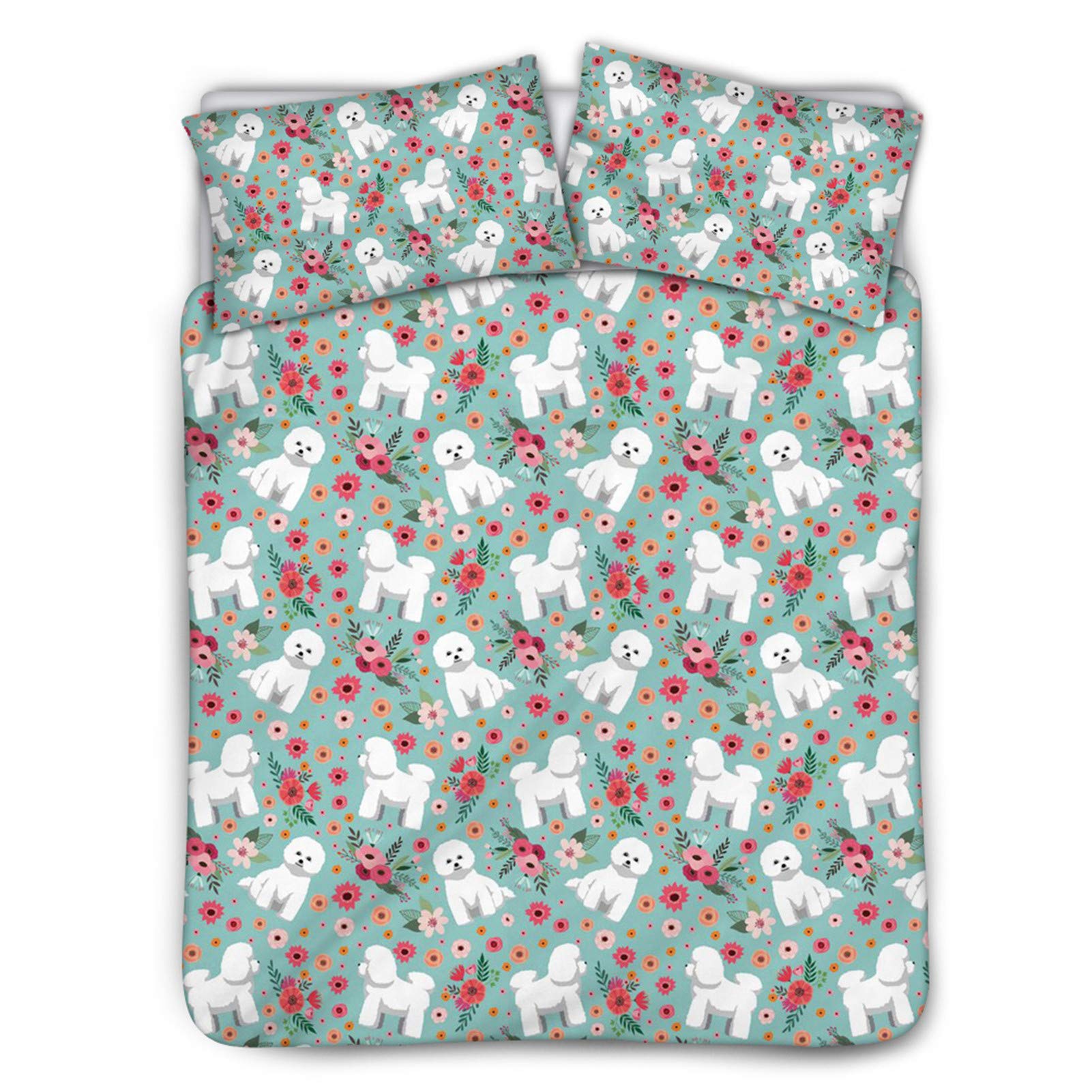 Samoyed Flower Print 3-Piece Reversible Quilt Set - King Size Breathable Lightweight Bedspread Coverlet with Pillow Shams | Dog Themed Bedding for Cozy Bedroom Decor, Perfect for Pet Lovers & Modern Home