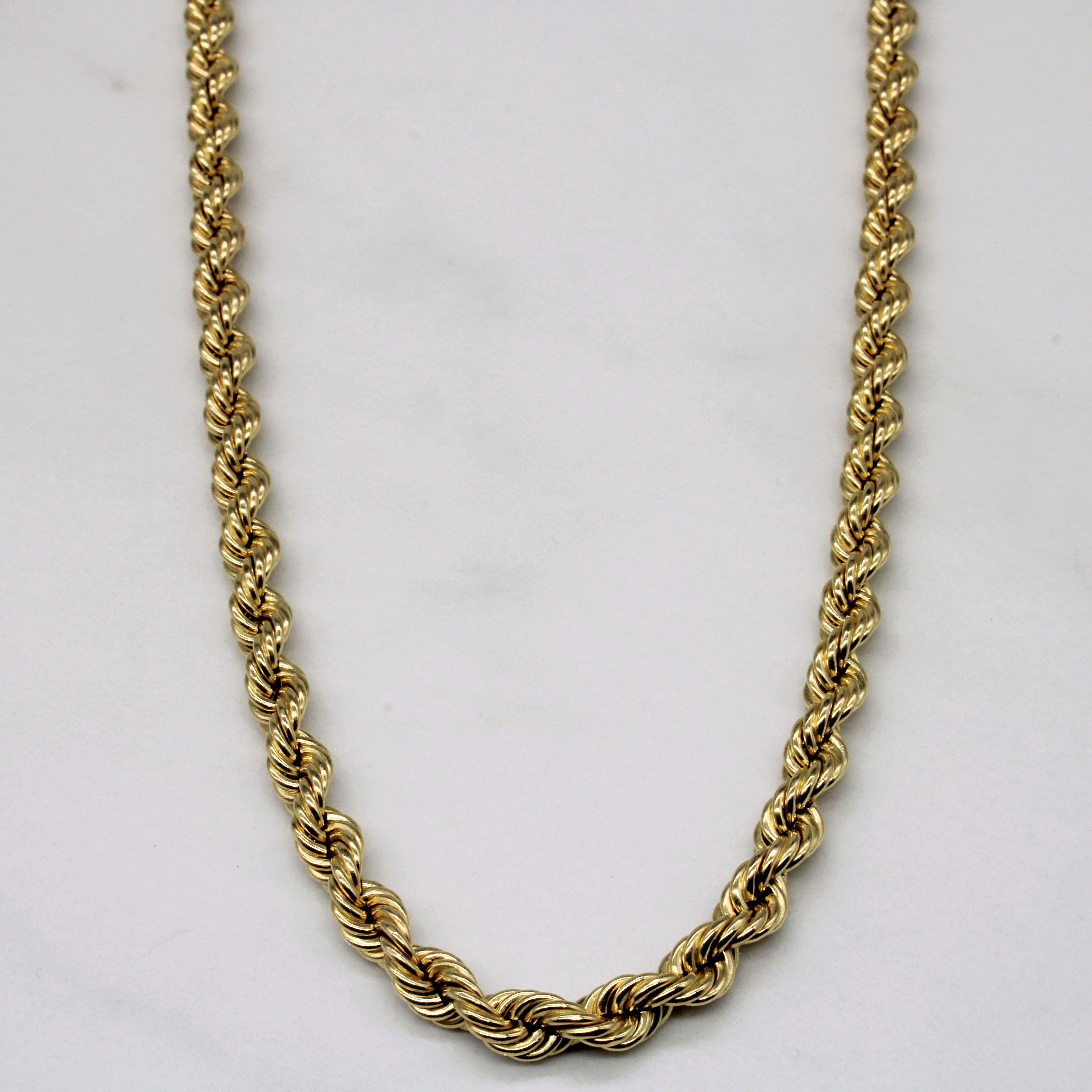 10K Yellow Gold Rope Chain Necklace - 28 Inch Solid Gold Rope Chain for Men & Women - Perfect for Layering, Everyday Wear & Special Occasions