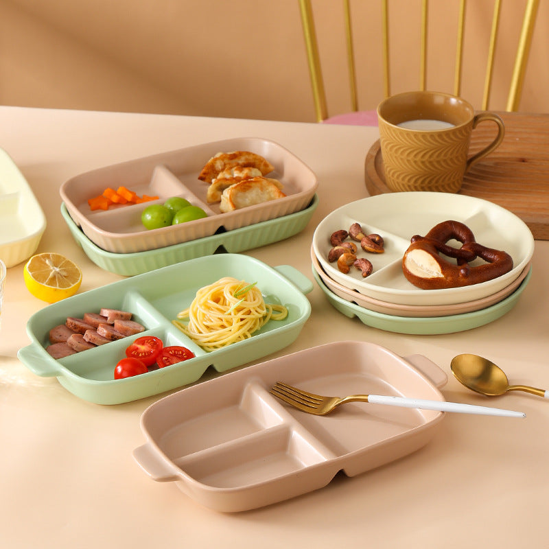 Kalours Rectangle Plate with Partition - 50% Off Clearance Sale | Durable Divided Serving Dish for Meals, Snacks & Entertaining