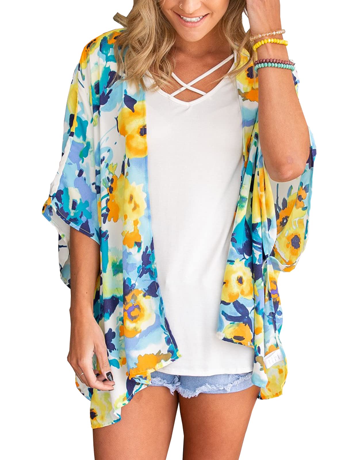 Lightweight Women's Summer Kimono Cardigan - Chiffon Loose Beach Cover Up Tops for Women - Perfect for Beach Vacations, Pool Parties & Casual Outings