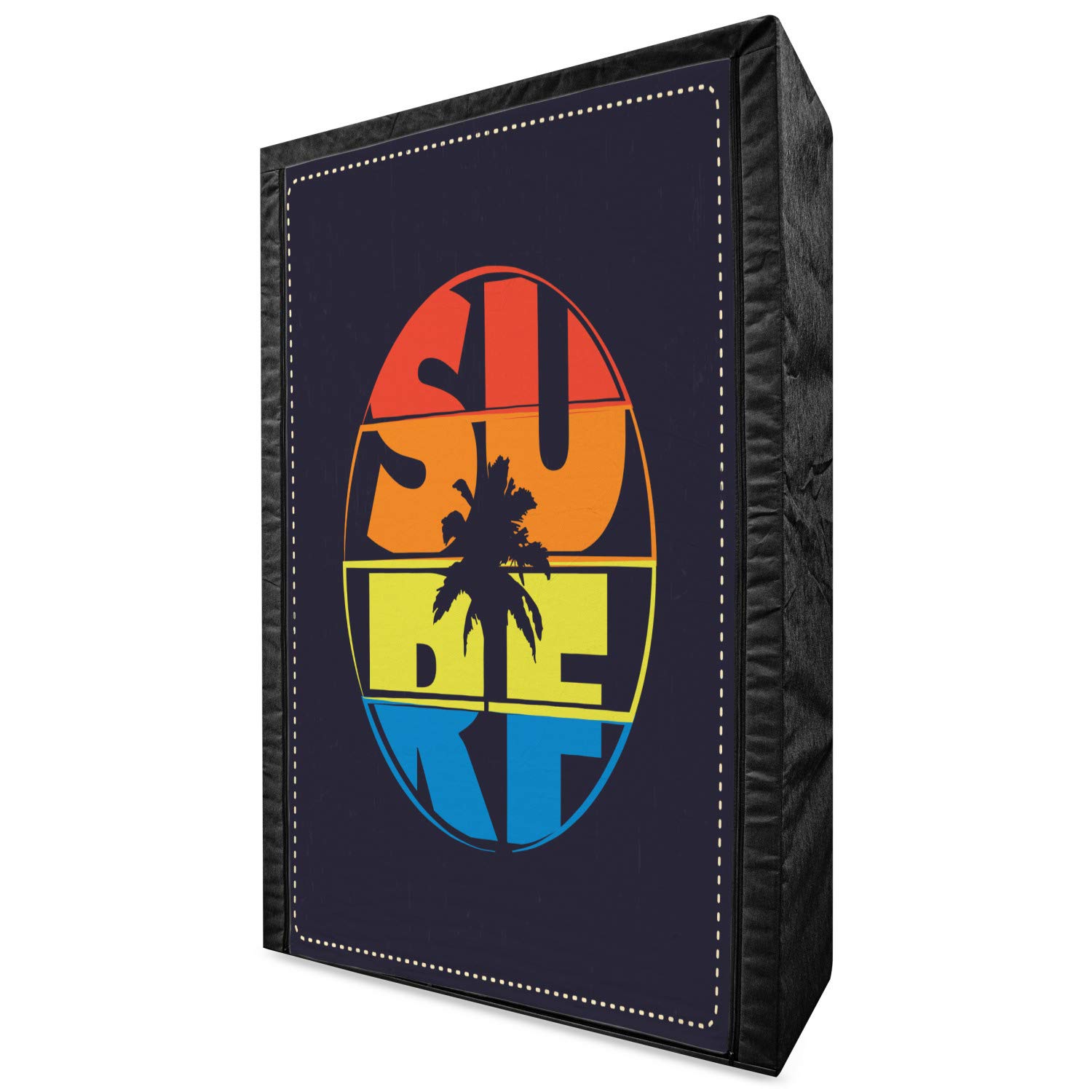 Ambesonne Modern Portable Fabric Wardrobe with Surf & Palm Tree Design - 42.5
