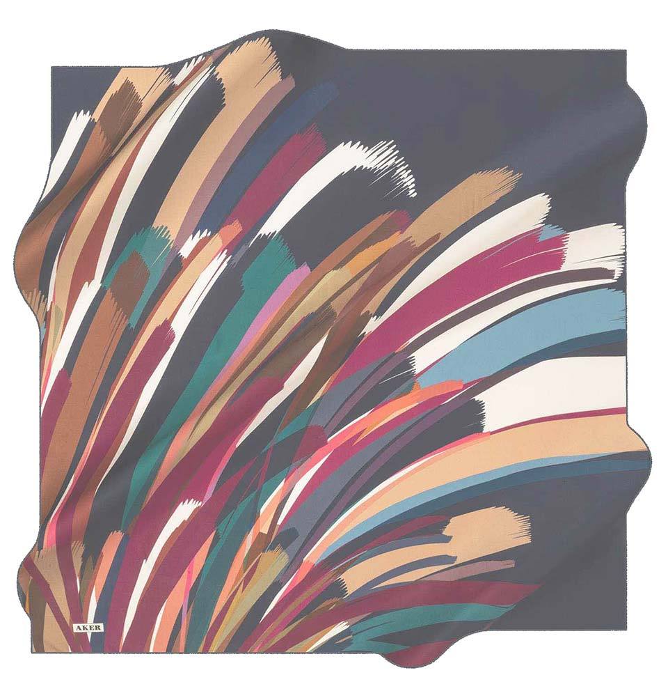 Aker Silk Cotton Patterned Square Scarf #8082 421 - Stylish Fashion Accessory for Women, Perfect for Office, Party & Travel Outfits