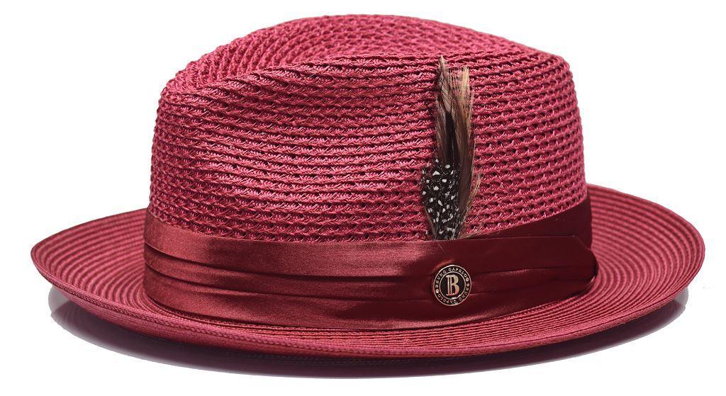 Stylish Burgundy Braided Straw Fedora Hat for Women - Perfect for Beach, Summer Outfits & Outdoor Events