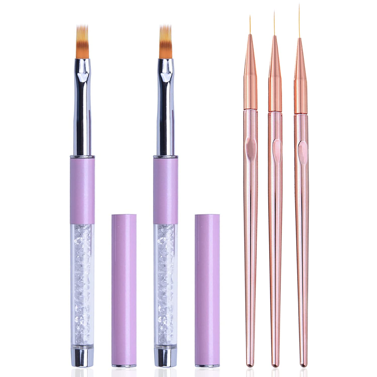 5Pcs Ombre Nail Art Brush Set - Thin Liner Brush for Acrylic Nails, Nail Design & Detailing Tools | Perfect for Salon, Home Manicure & DIY Nail Art