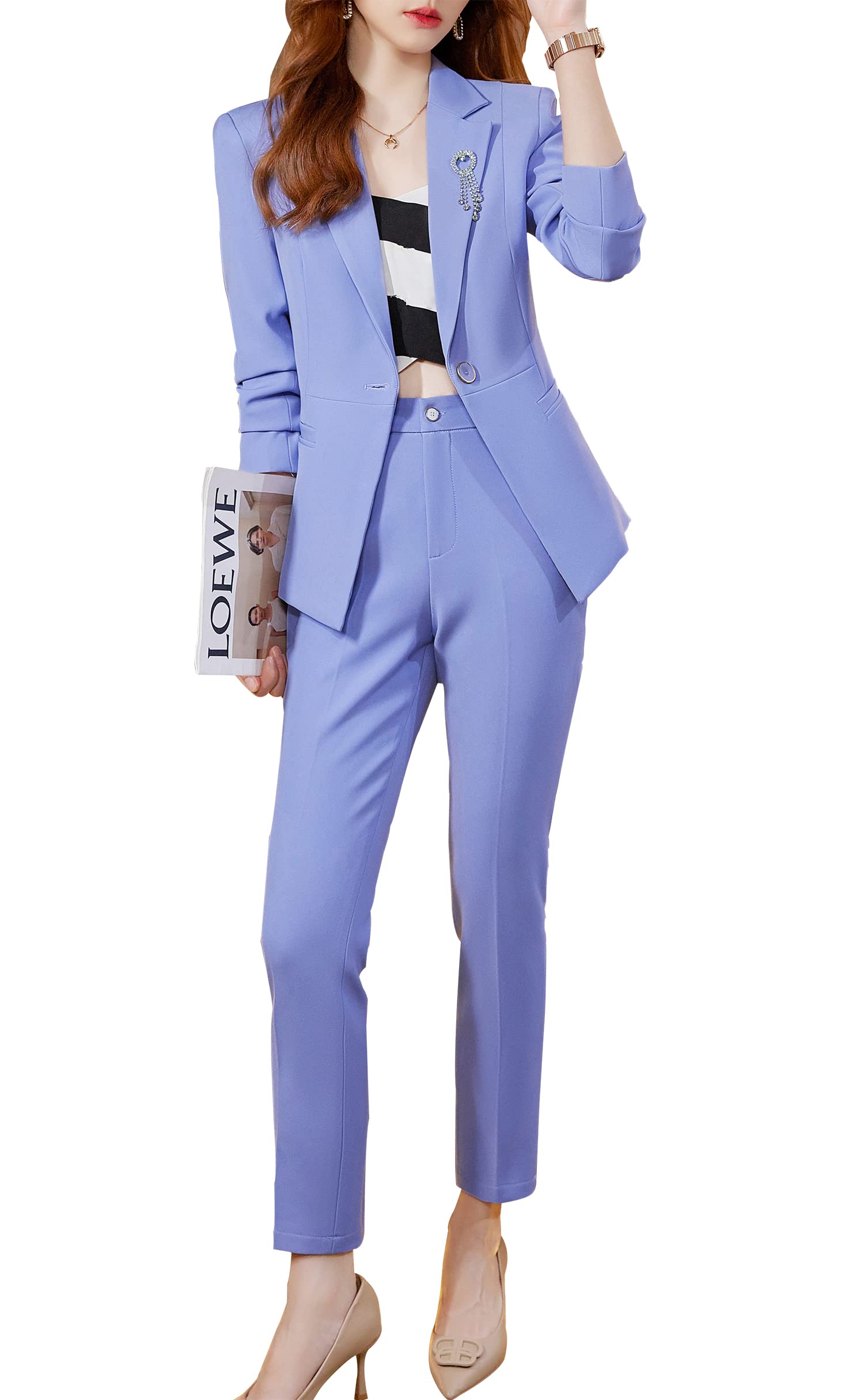 Professional Women's Two-Piece Suit Set - Blazer & Solid Pants for Business, Office & Dressy Casual Wear | SUSIELADY Work Attire for Women