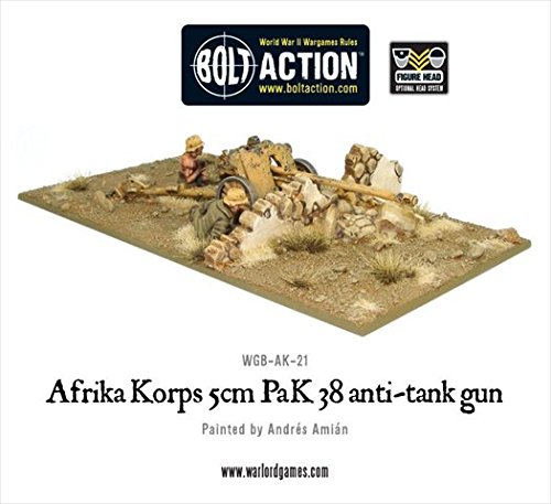 Bolt Action Africa Korps 5cm Pak 38 - WWII Wargaming Miniature for Tabletop Battles