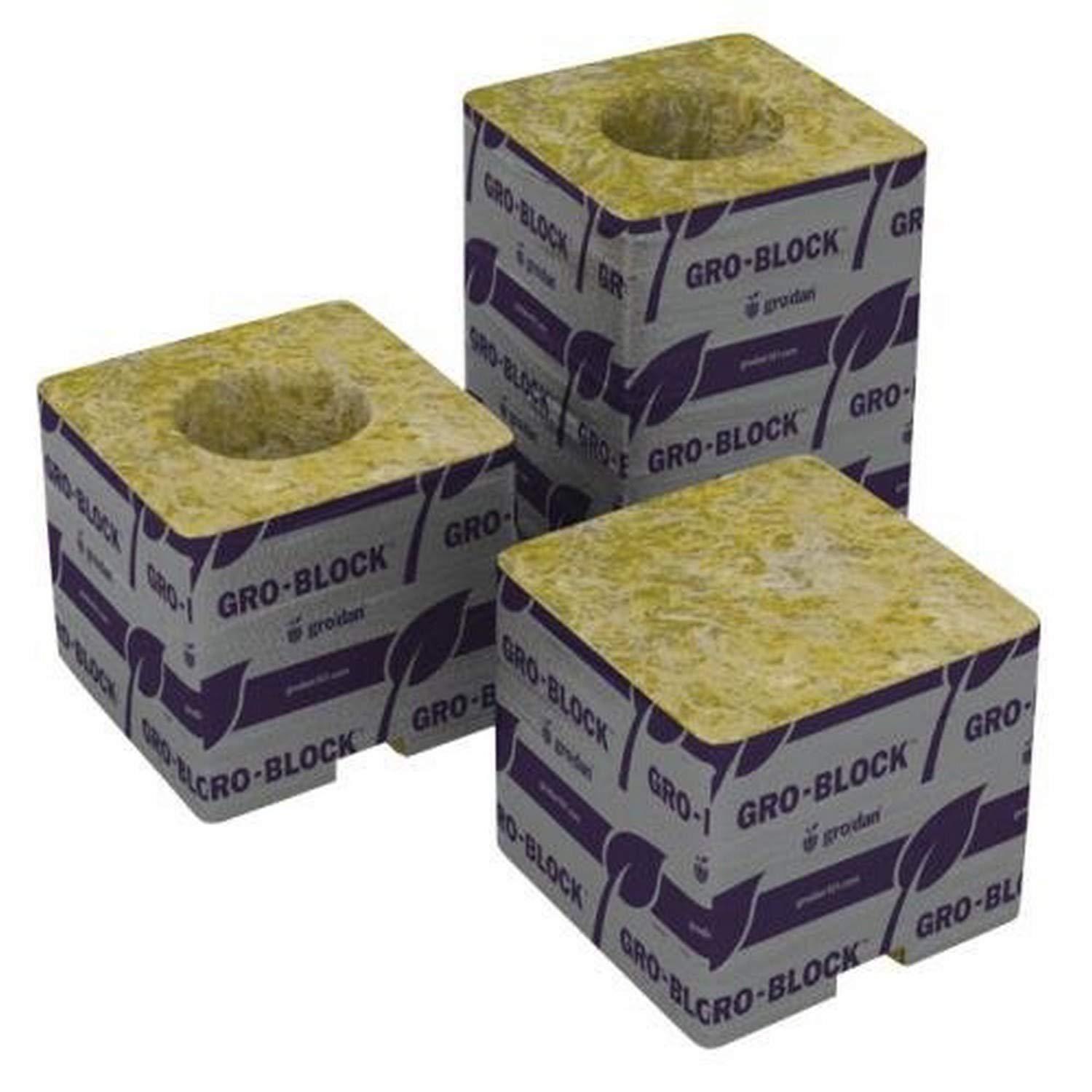 Grodan Delta 5.6 Rockwool Cubes 3x3x4 Inch with Hole - Case of 256 Blocks for Hydroponic Seed Starting and Plant Propagation