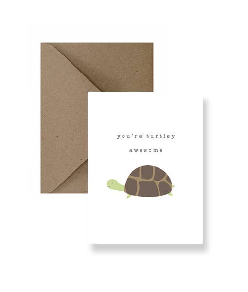 You're Turtley Awesome Friendship Card - Funny Turtle Greeting Card for Best Friends - Perfect for Birthdays, Thank You Notes & Just Because Gifts