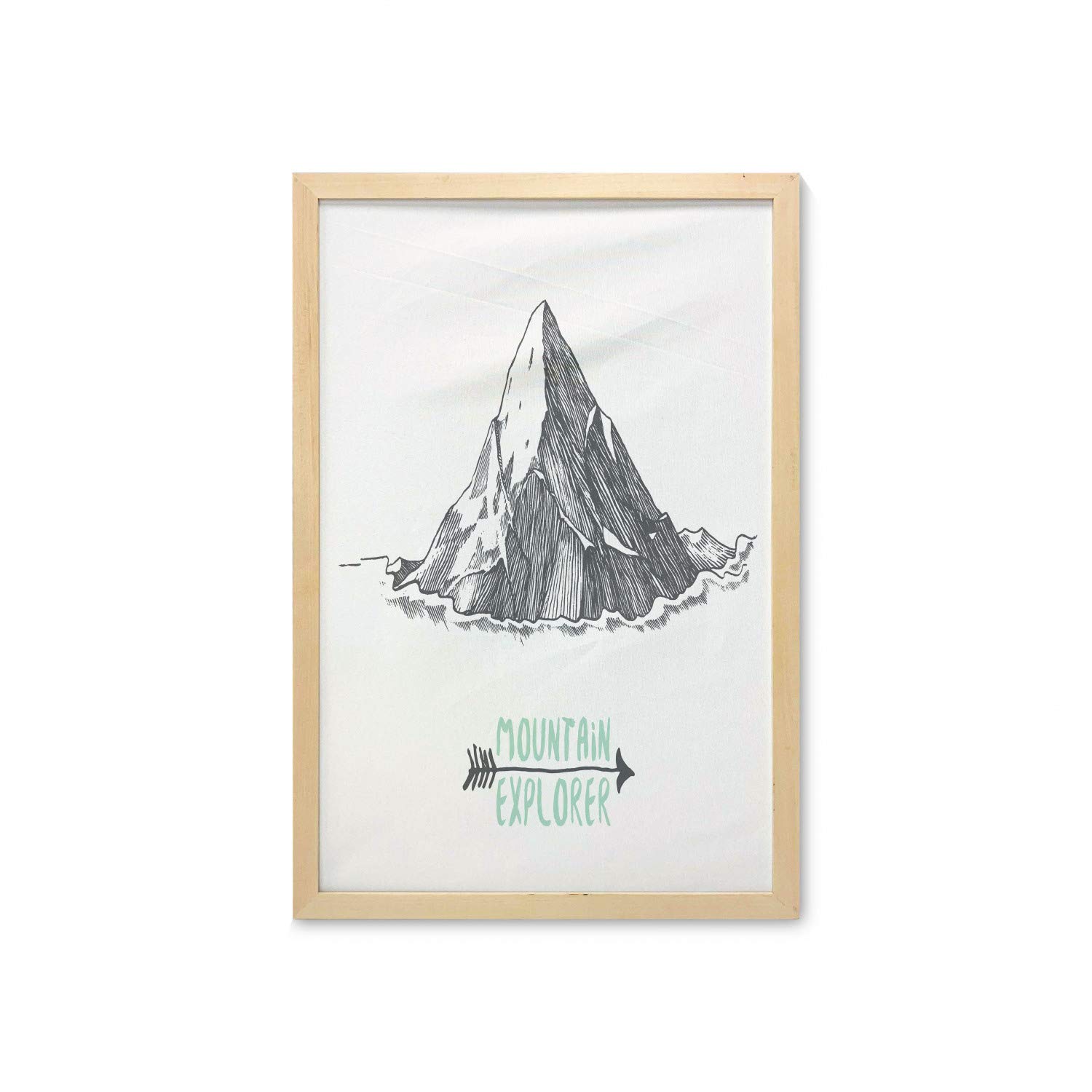 Ambesonne Mountain Wall Art with Frame - Sketch Style Arrow Exploration Themed Print, 23