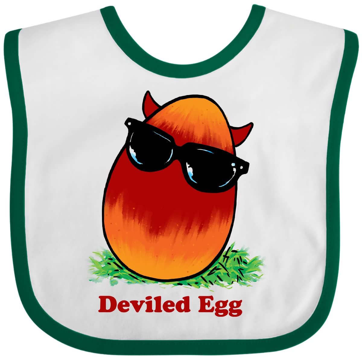 Funny Easter Devil Egg Baby Bib - Red & Orange with Horns & Sunglasses - Perfect for Easter Outfits, Baby Showers & Holiday Photos