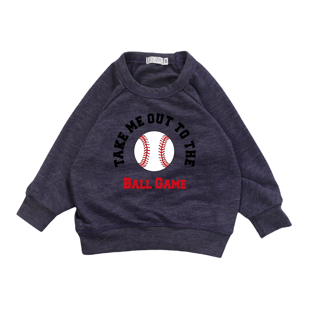 Cozy Cozii Long Sleeve Contrast Crew Neck T-Shirt - Take Me Out To The Ball Game Print - Soft Cotton Baseball Tee for Men & Women - Perfect for Game Day, Casual Wear & Sports Events