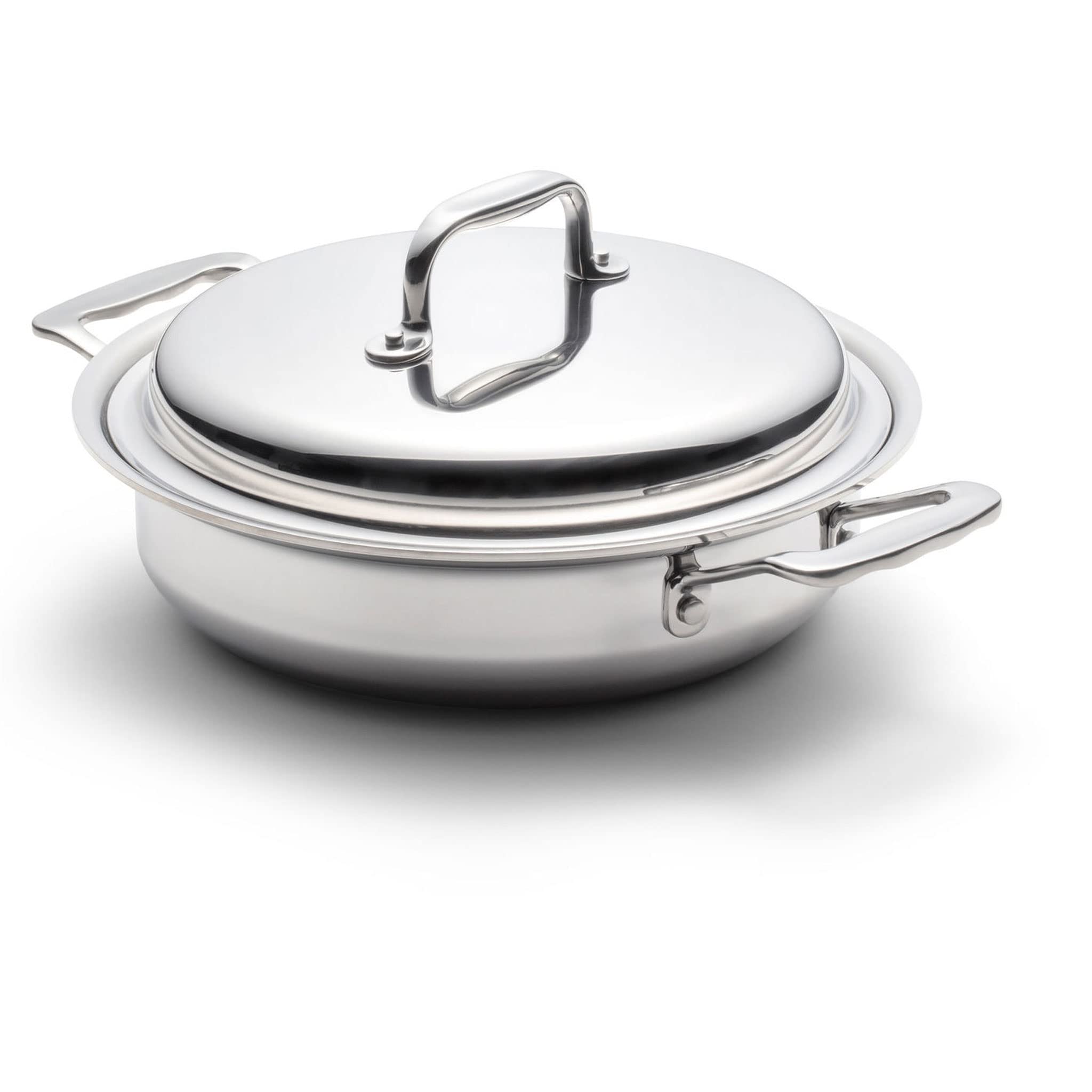 360° Saute Pan 2.3 Quart with Lid - Premium Stainless Steel Induction Cookware Set - Handcrafted in USA - Perfect for Searing, Stir-Frying & Sauteing Vegetables, Meats & Pasta Dishes