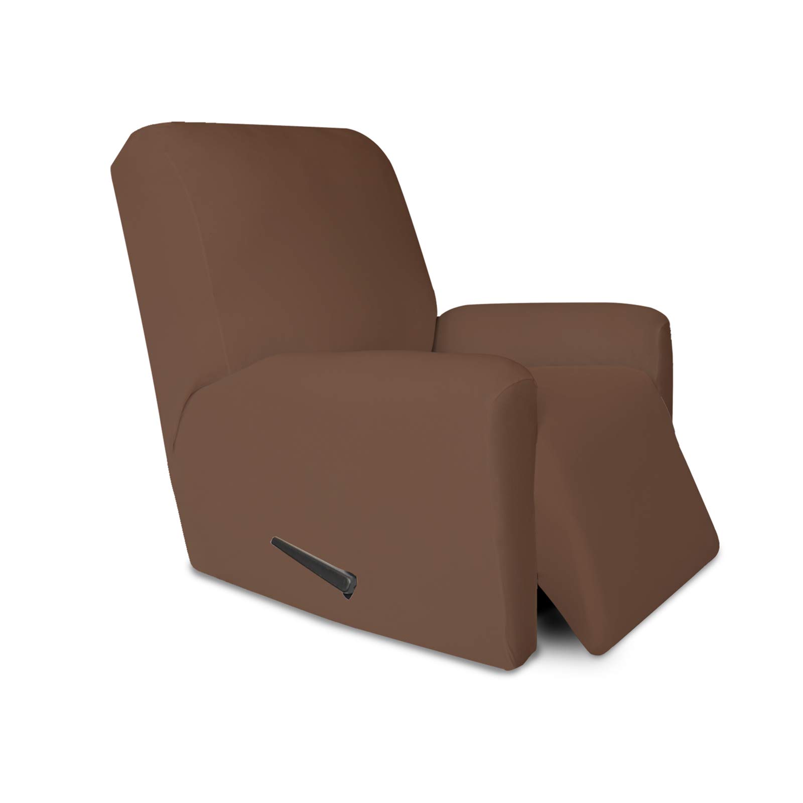 PureFit Super Stretch Recliner Sofa Slipcover with Pocket - Spandex Non-Slip Soft Couch Cover | Washable Furniture Protector with Elastic Bottom for Kids & Pets | Perfect for Living Room, Home Theater & Family Gatherings (Recliner, Brown)