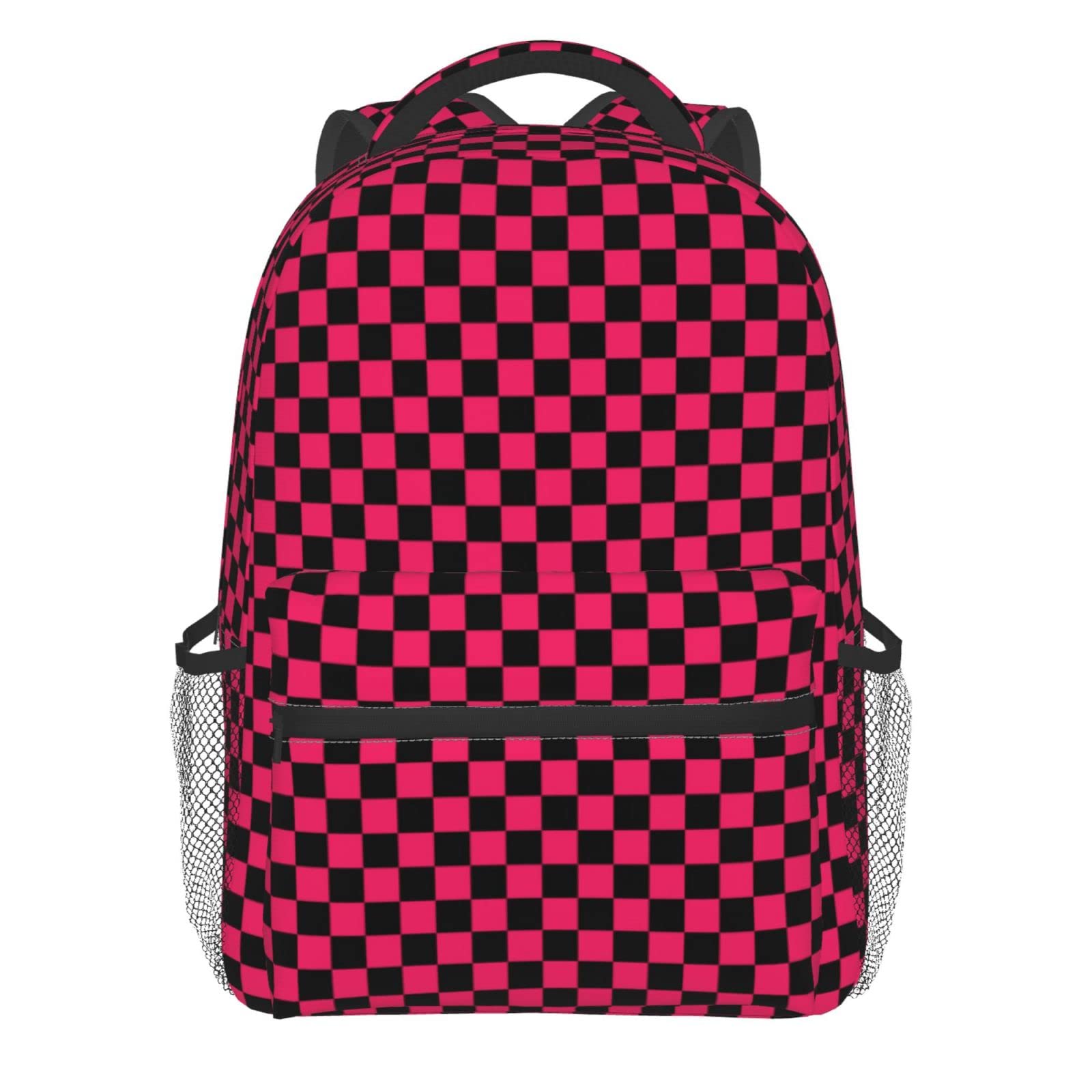 Durable Laptop Backpack for Men & Women - Black Red Checkered Flag Design, Large Travel Backpack for School, Work, Business & Outdoor Activities | Perfect for Commuting, College, Hiking & Daily Use