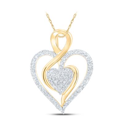 10K Gold Diamond Heart Pendant Necklace - 1/4 CTTW Genuine Diamond Jewelry for Women - Perfect Gift for Anniversary, Valentine's Day & Special Occasions