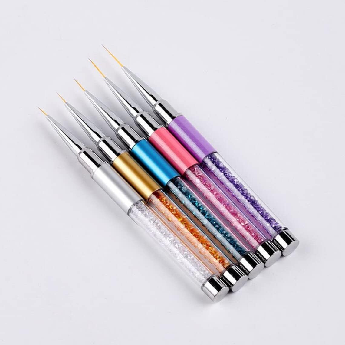 SKINPLUS 5Pcs Gel Nail Art Liner Brushes Set - Professional Painting & Design Pens for Nail Art, Rhinestone Application & Dotting (5/7/9/11/20mm Sizes) - Perfect Gift for Women & DIY Nail Enthusiasts | Salon Quality Tools for Home Manicures & Nail Design