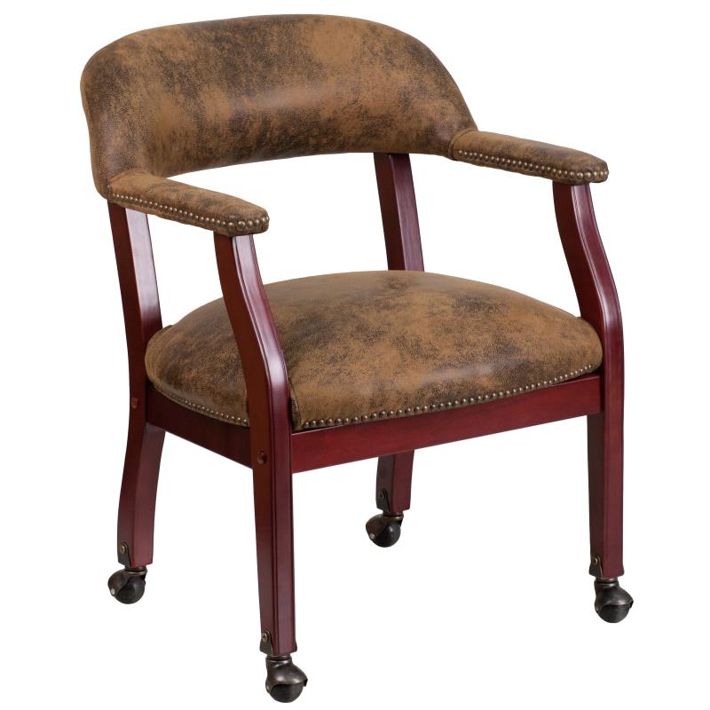 Premium Brown Bomber Jacket - Luxurious Conference Chair with Accent Nail Trim & Smooth Casters (B Z100 Fabric) - Perfect for Office Meetings, Home Office & Executive Workspaces