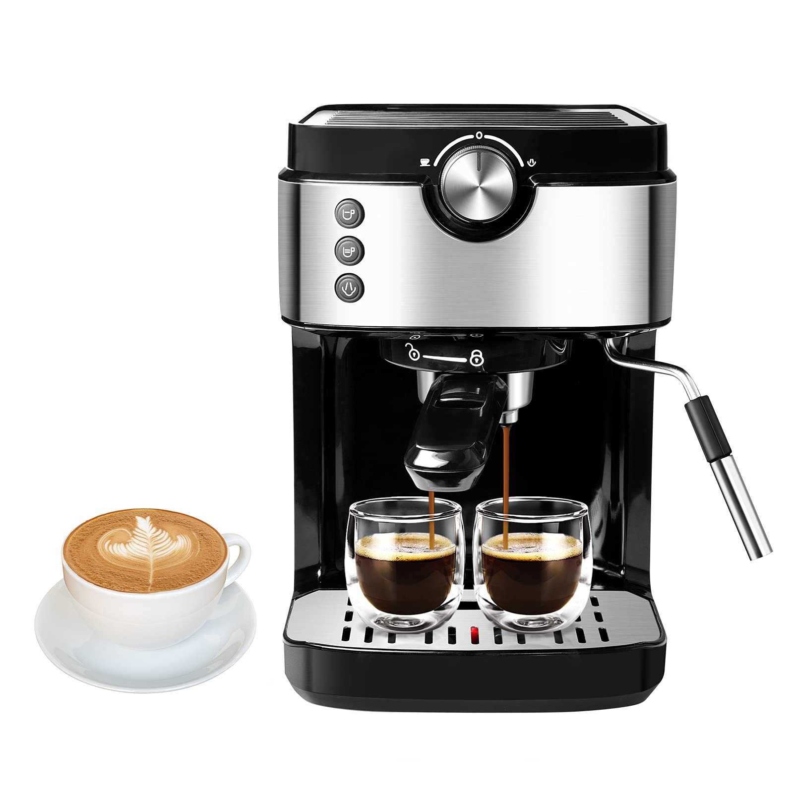 Premium EQK Espresso Machine 20 Bar Pressure with Milk Frother Wand - Perfect for Home Baristas & Coffee Lovers (Ideal for Lattes, Cappuccinos & Home Cafes)