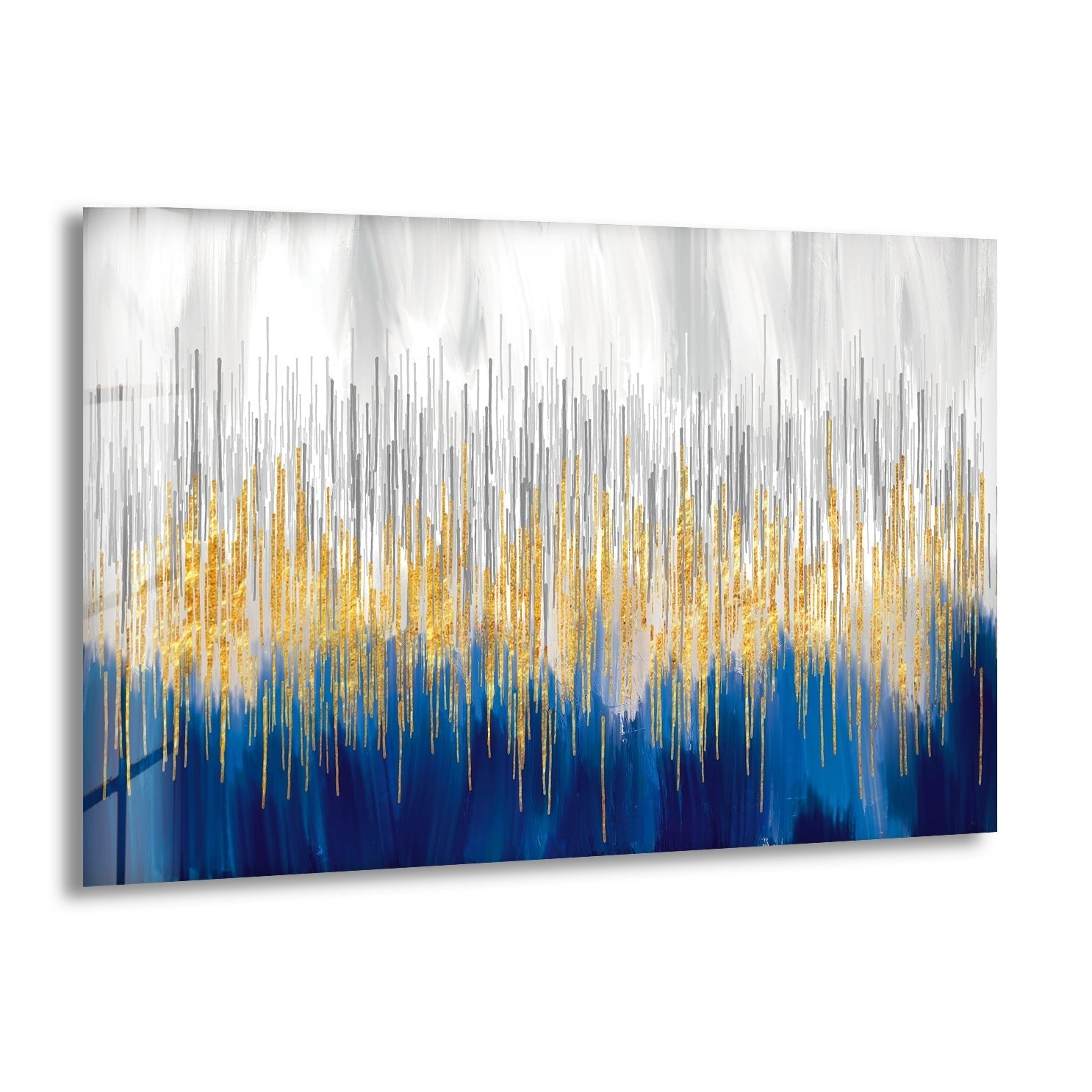 Abstract Gold Accent Glass Art - Elegant Home Decor for Living Room, Office & Gift Giving