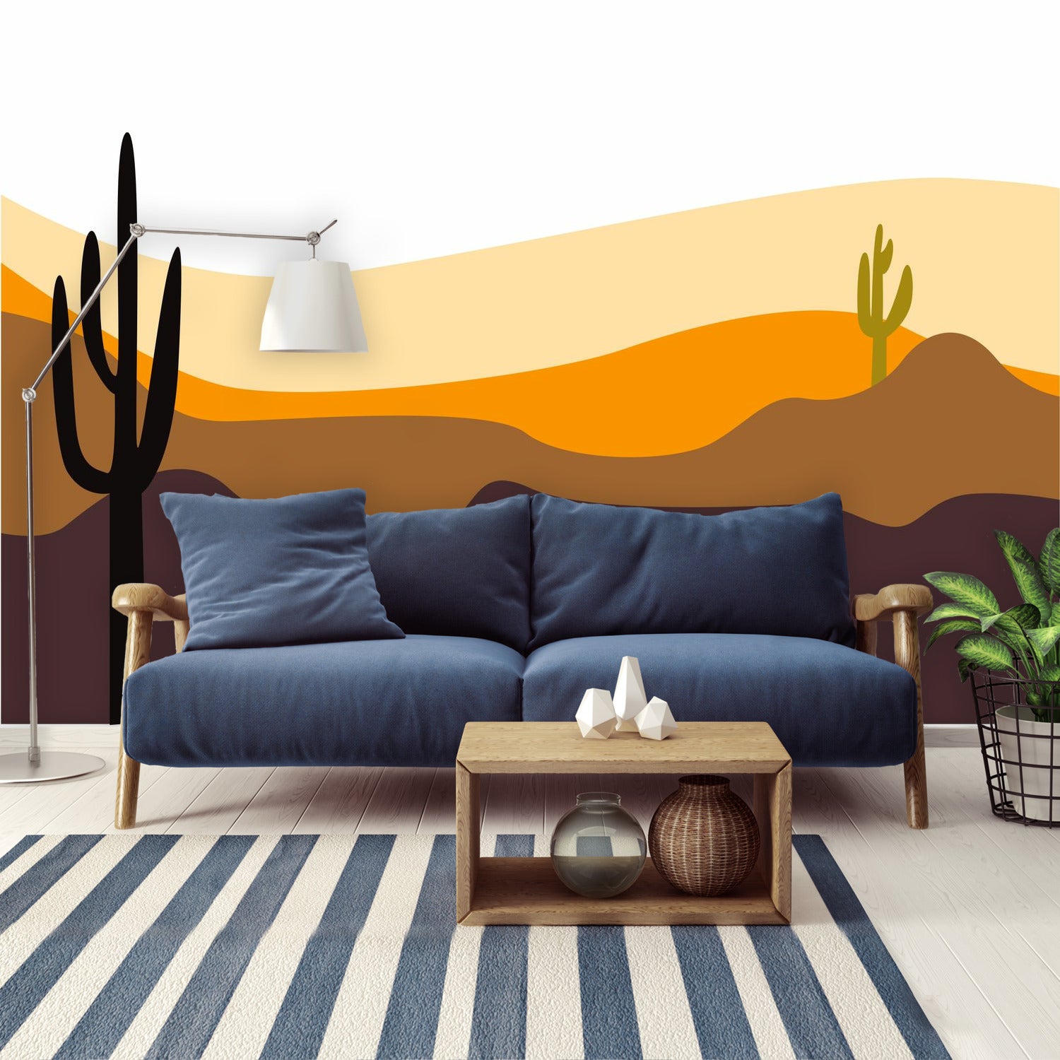 Desert Cactus Wallpaper Murals - 4 Size Options | Easy Peel & Stick Wall Decor for Living Room, Bedroom, or Office